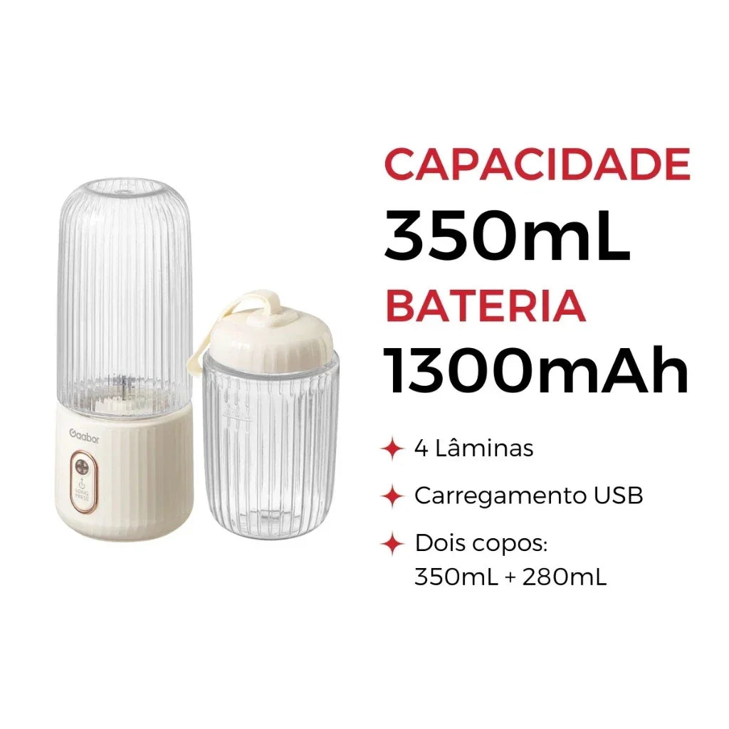 Mini Liquidificador Portátil Gaabor USB 2 Copos Blender | Vida Potente