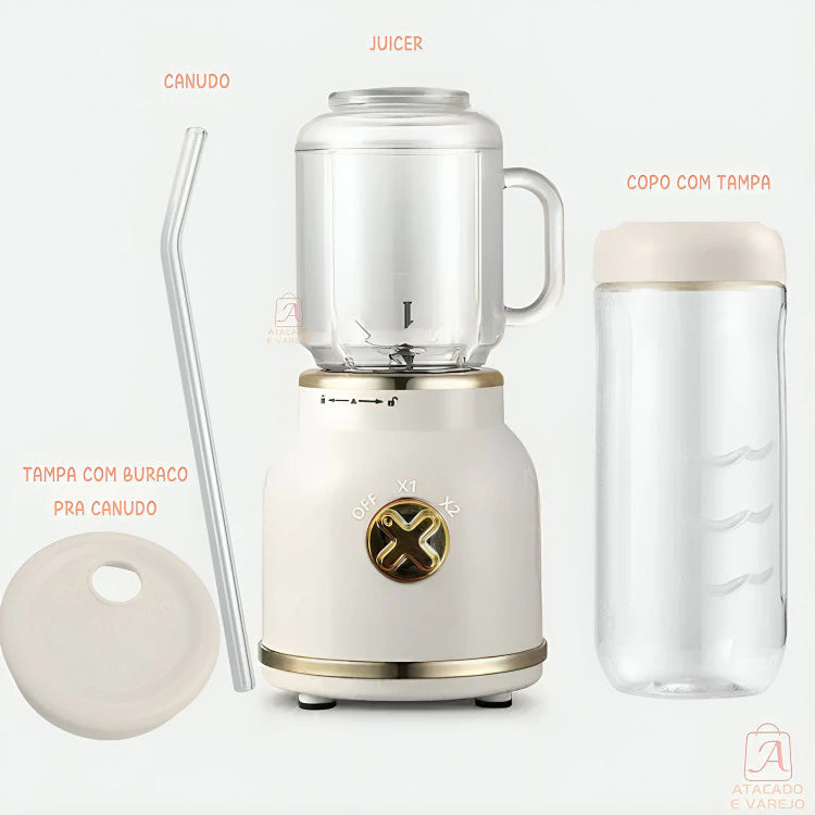 Mini Juicer Portátil USB 10 Lâminas 500ML Retrô | Vida Potente
